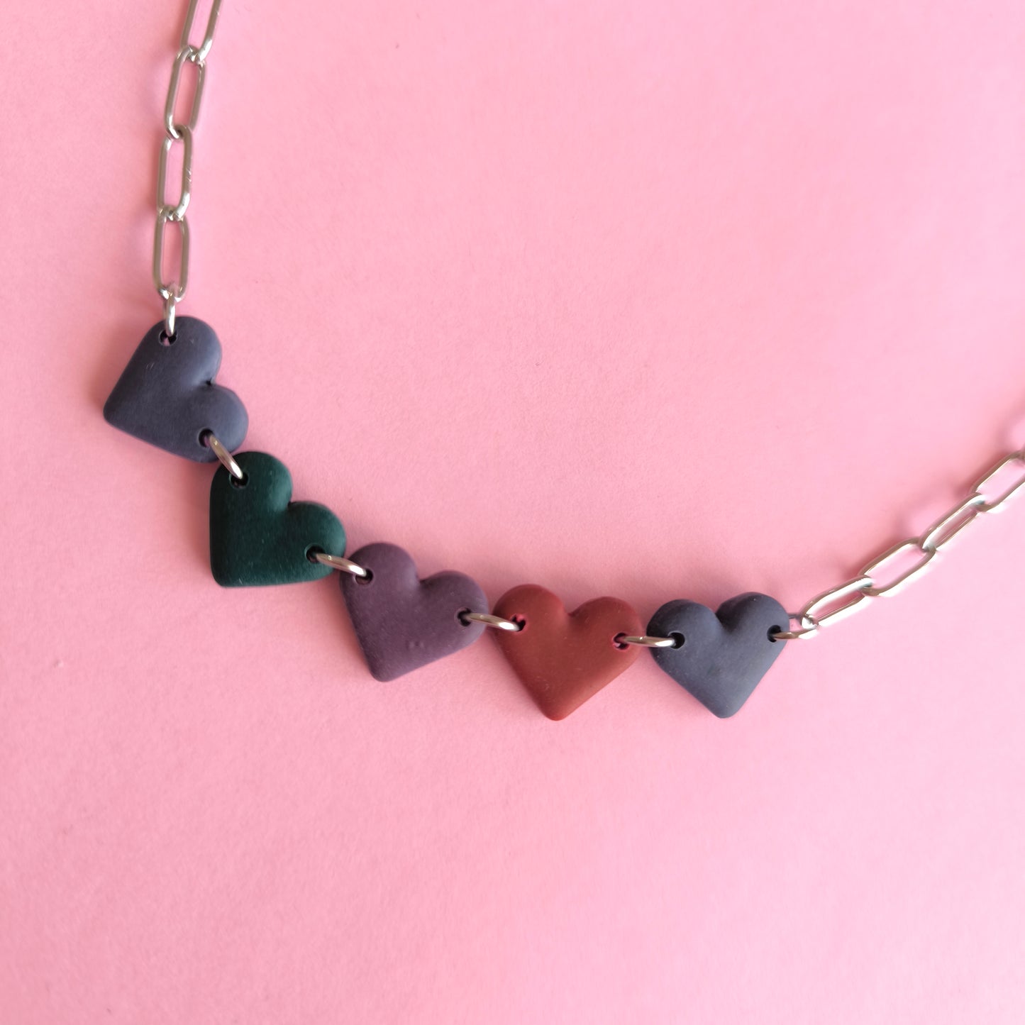 Collar artesanal en arcilla polimérica. Hipoalergenicos, livianos. Hechos en España. Stock limitado. Acero inoxidable.