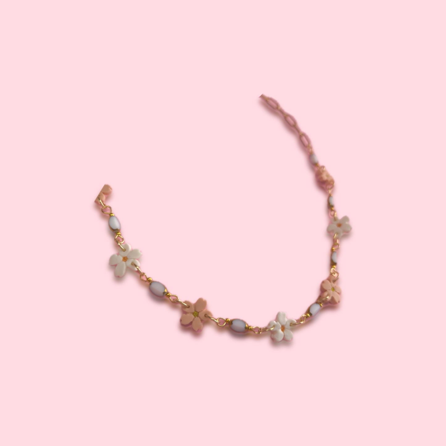 Collar flores Blossom blanco y rosa