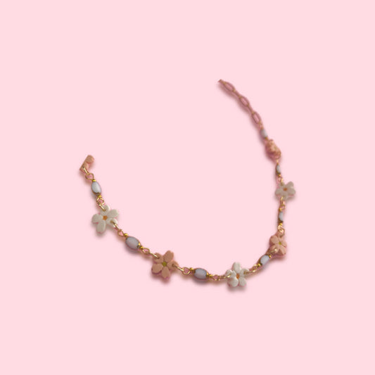 Collar flores Blossom blanco y rosa
