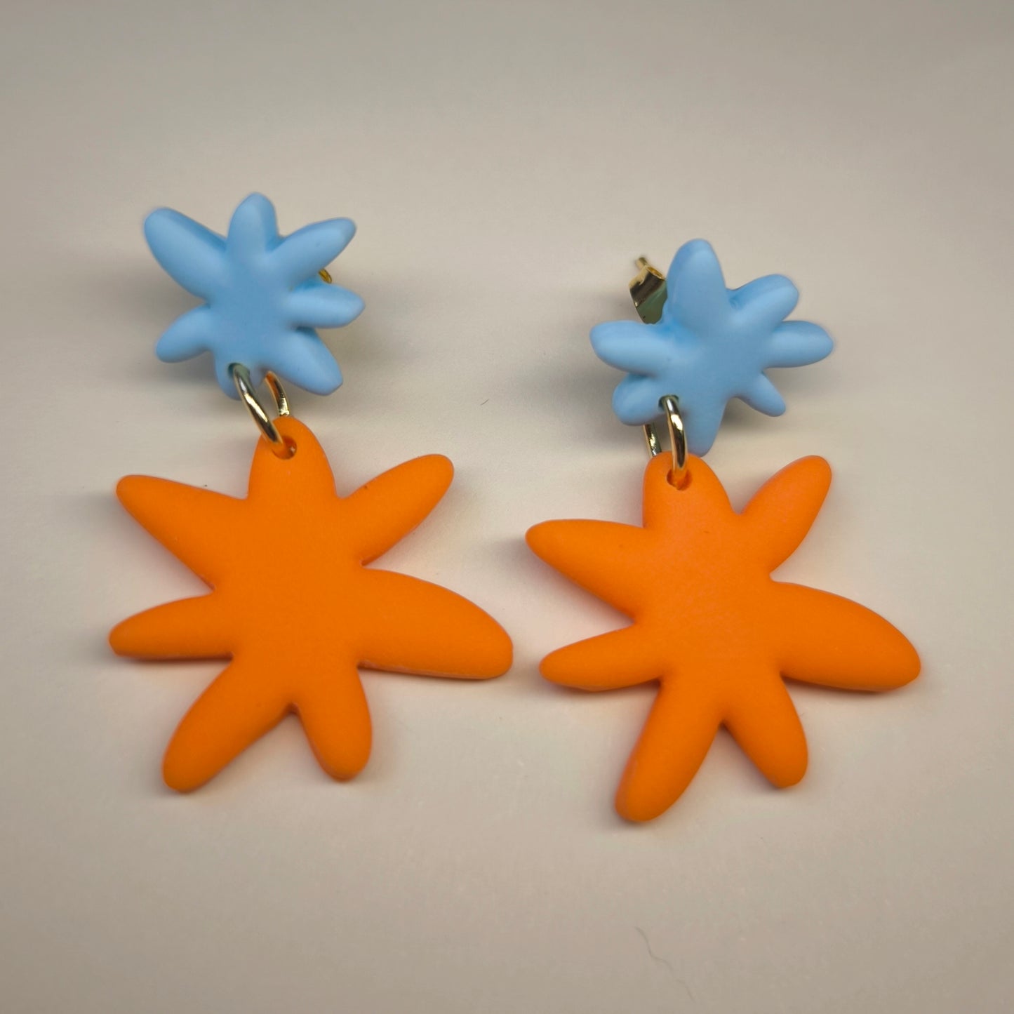 Pendiente Nerea aqua y naranja mandarina