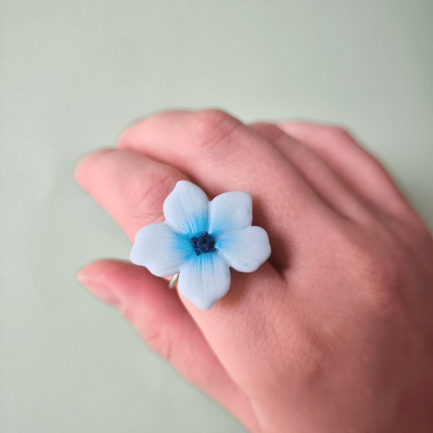Anillo Flor Lupe celeste