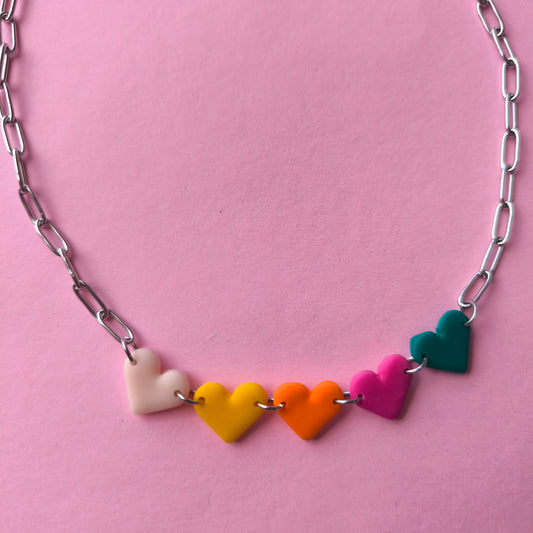 Collar mini corazón multicolor