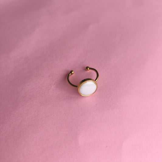 Anillo regulable blanco con glitter