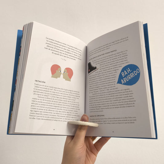 Book holder con tulipán azul pintado a mano (único)