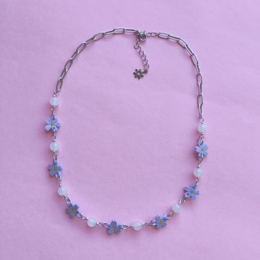 Collar artesanal flores en arcilla polimérica, hecho en España. Acero inoxidable. Livianos. Stock limitado.