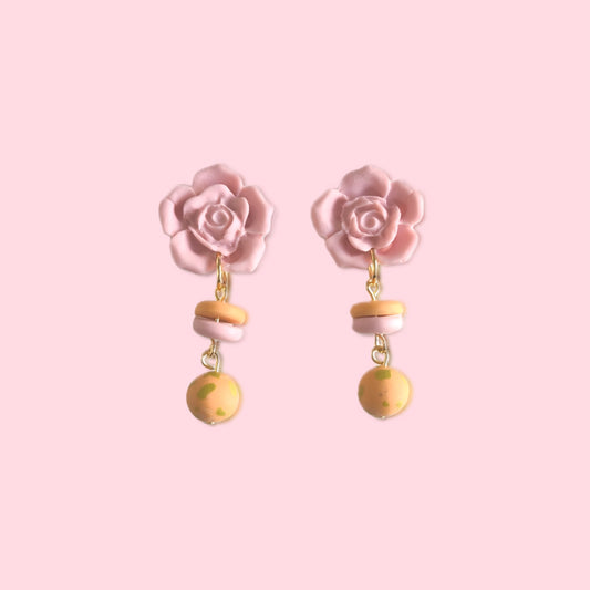 Pendiente Lucrecia rosa y naranja claro