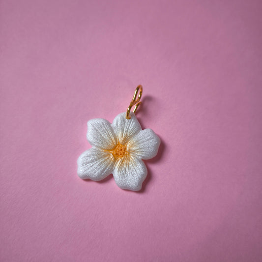 Charm artesanal floral en arcilla polimérica hecho en España. Acero inoxidable. Livianos. Stock limitado
