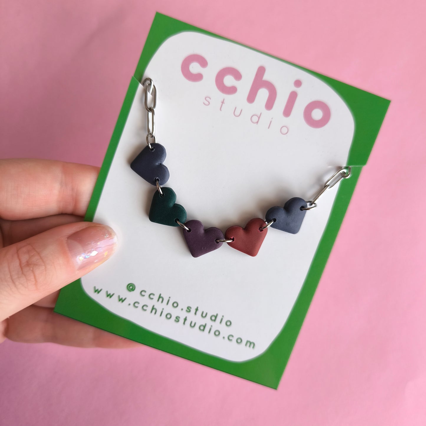 Collar artesanal en arcilla polimérica. Hipoalergenicos, livianos. Hechos en España. Stock limitado. Acero inoxidable. 