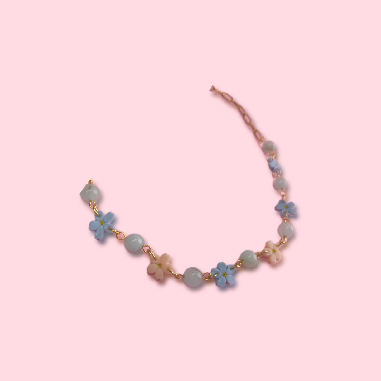 Collar flores Blossom celeste y rosa