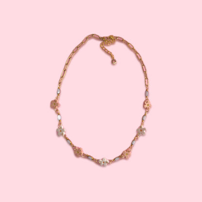 Collar flores Blossom blanco y rosa