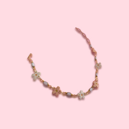 Collar flores Blossom blanco y rosa
