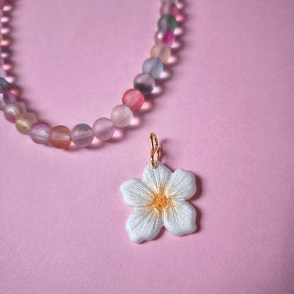 Collar flor Lupe cuentas vidrio color
