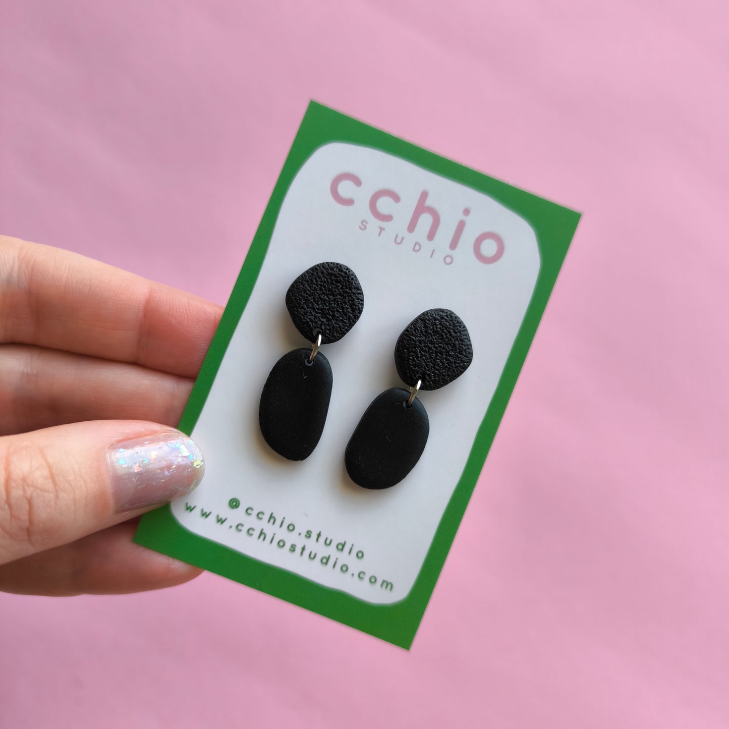 Pendiente mini Lara negro textura