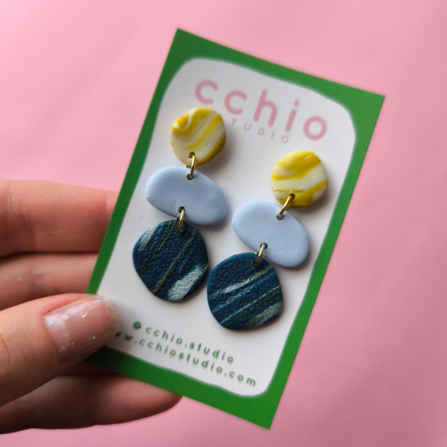 Pendiente Cora azul verde celeste