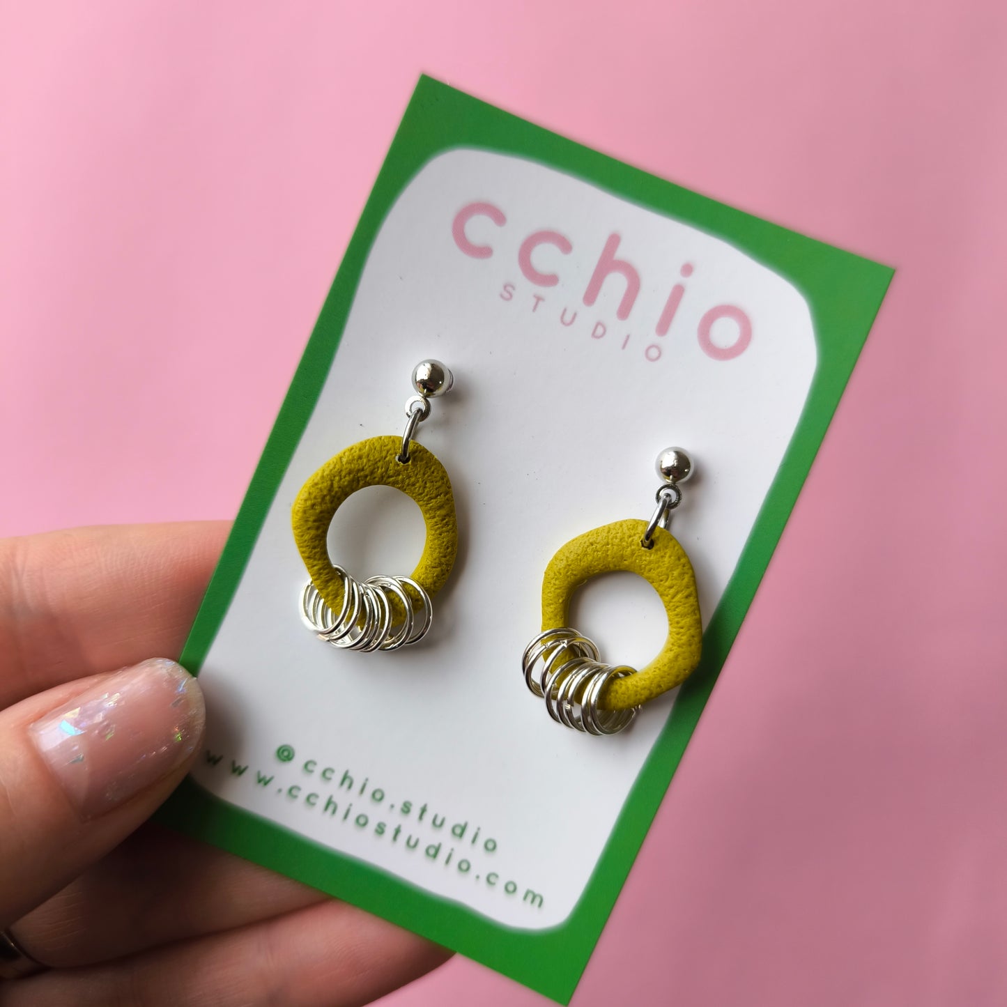 Pendiente Alba verde oliva