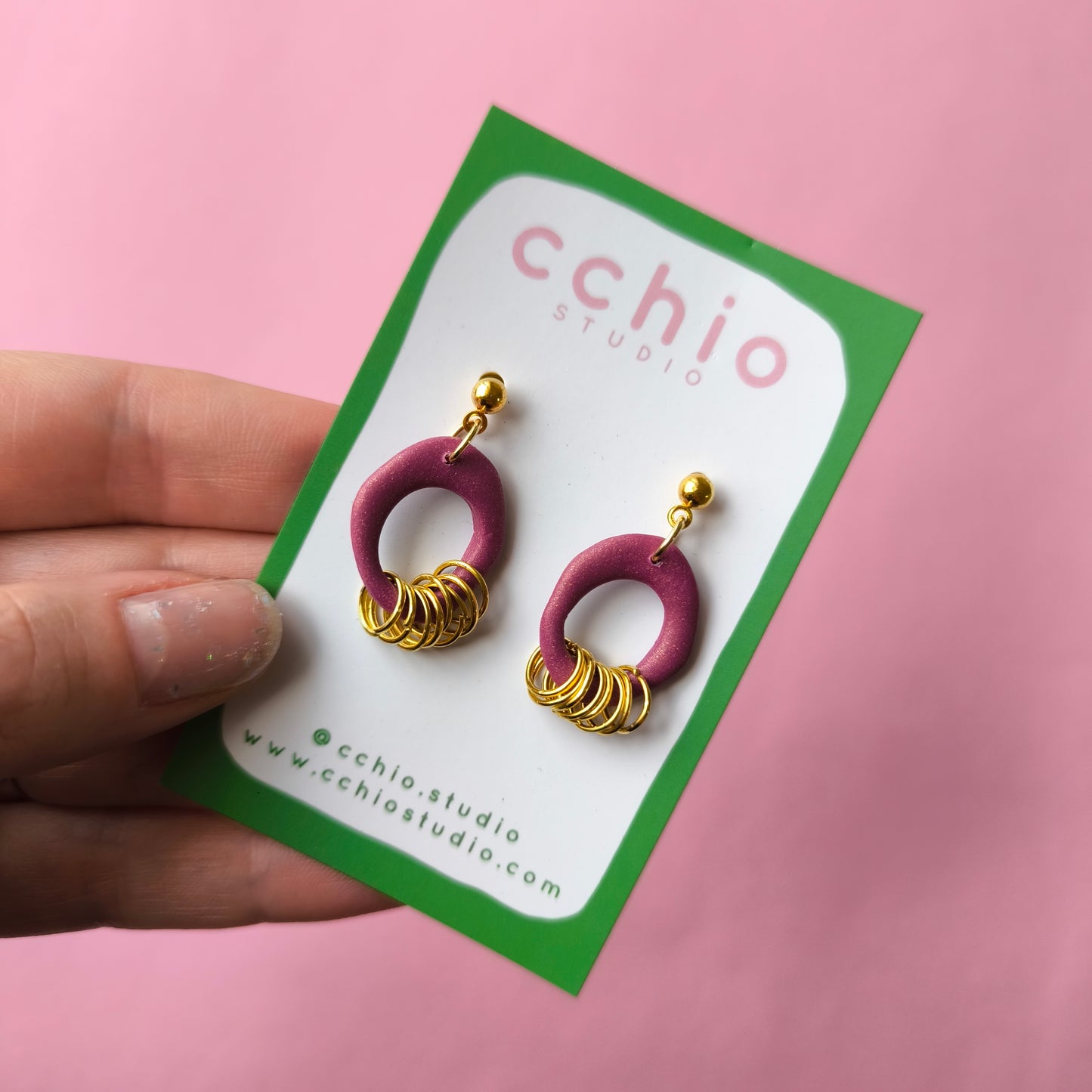 Pendiente Alba fucsia  magenta