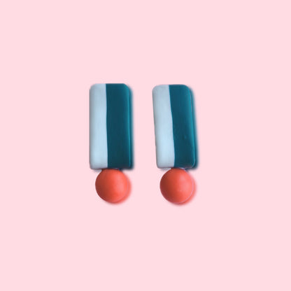 Pendiente Juniper aqua, verde petróleo y naranja