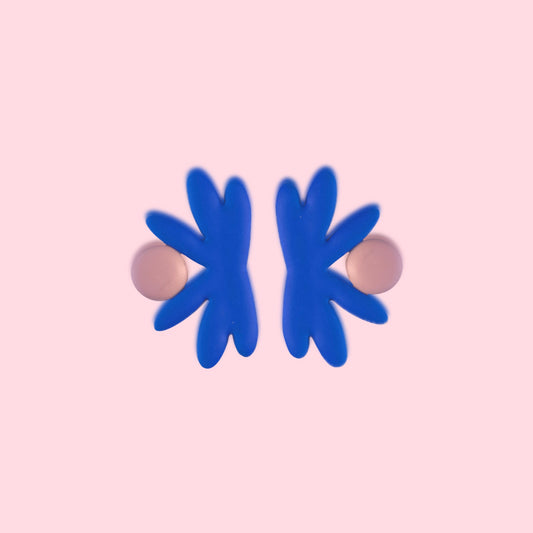 Pendiente Flavia azul klein y rosa