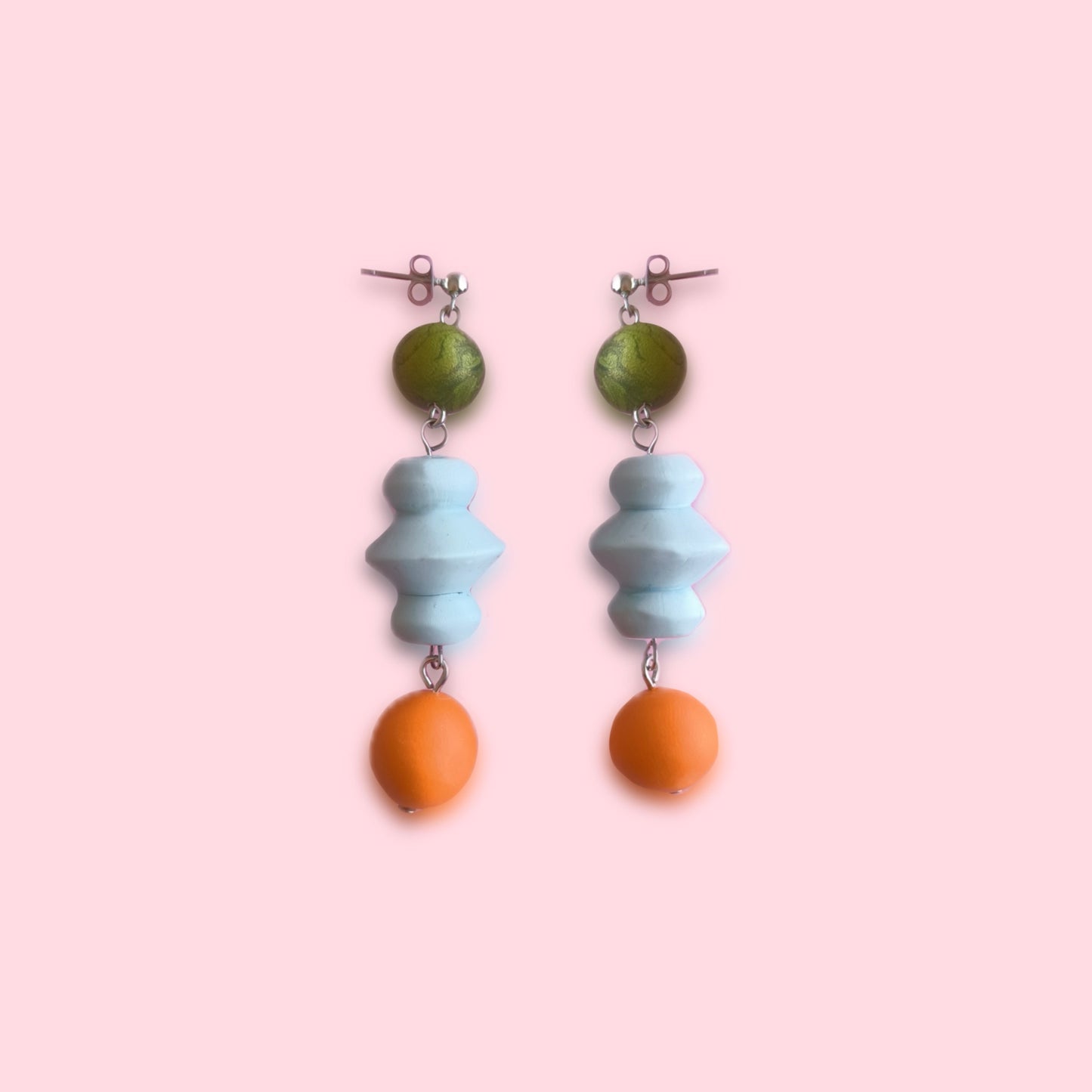 Pendiente Clotilde verde lima, naranja y celeste