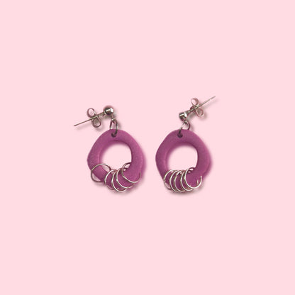 Pendiente Alba fucsia con glitter