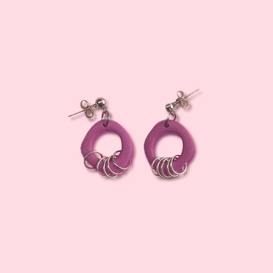 Pendiente Alba fucsia con glitter