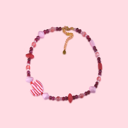 Collar Felipa rosa y rojo