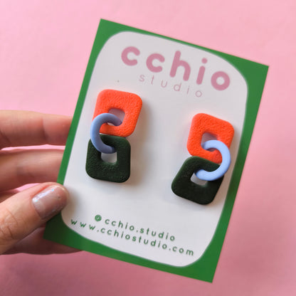 Pendientes artesanales en arcilla polimérica. Hipoalergenicos, livianos. Hechos en España. Stock limitado. Acero inoxidable