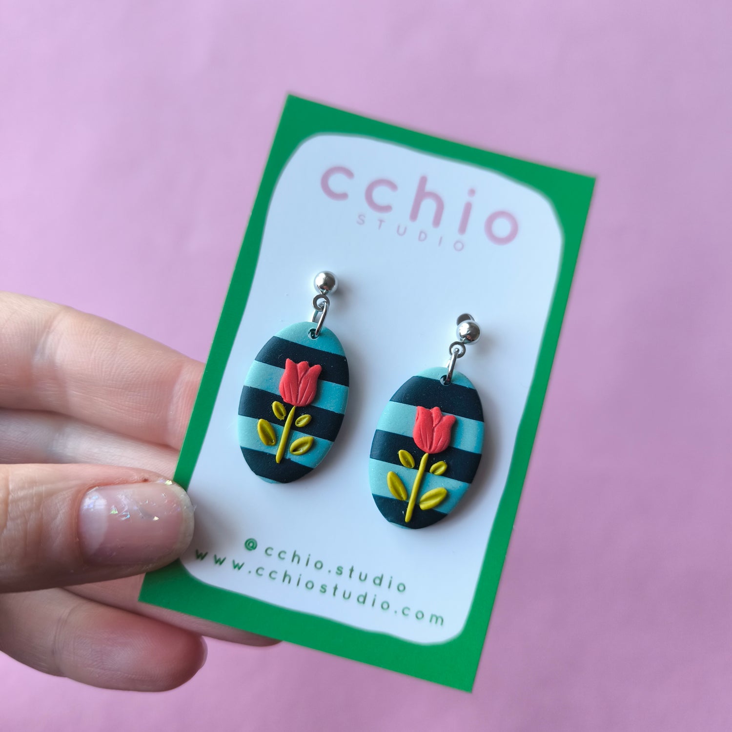 Pendientes artesanales en arcilla polimérica. Hipoalergenicos, livianos. Hechos en España. Stock limitado. Acero inoxidable