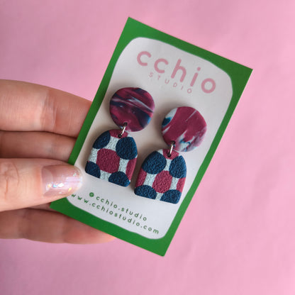 Pendientes artesanales en arcilla polimérica. Hipoalergenicos, livianos. Hechos en España. Stock limitado. Acero inoxidable