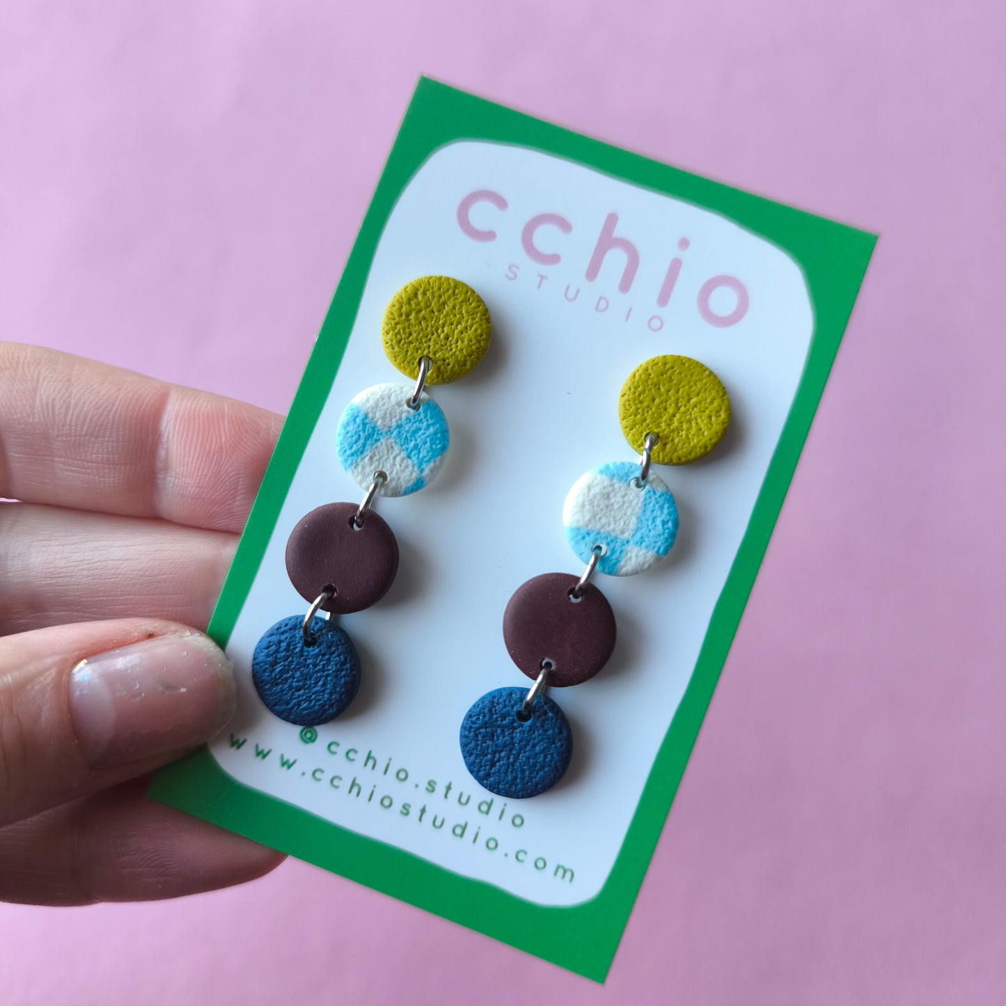 Pendientes artesanales en arcilla polimérica. Hipoalergenicos, livianos. Hechos en España. Stock limitado. Acero inoxidable