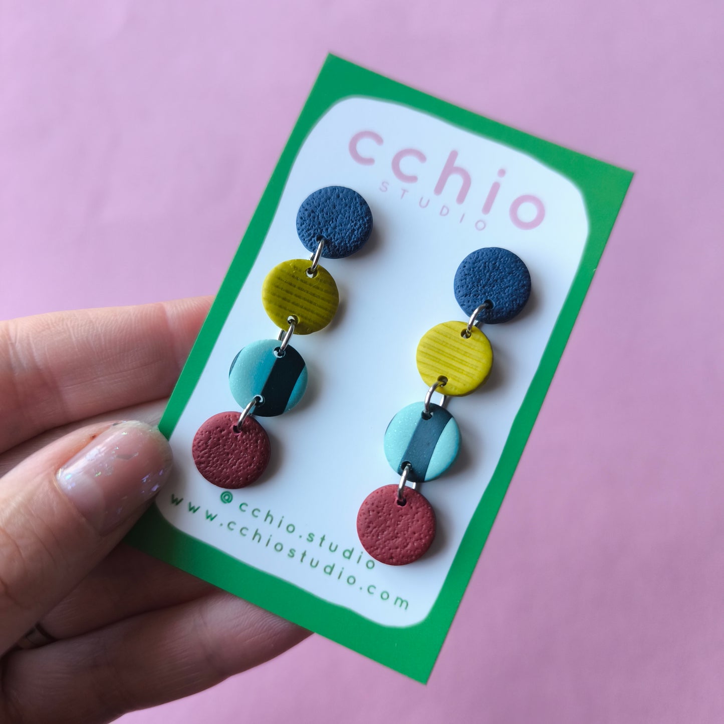 Pendientes artesanales en arcilla polimérica. Hipoalergenicos, livianos. Hechos en España. Stock limitado. Acero inoxidable