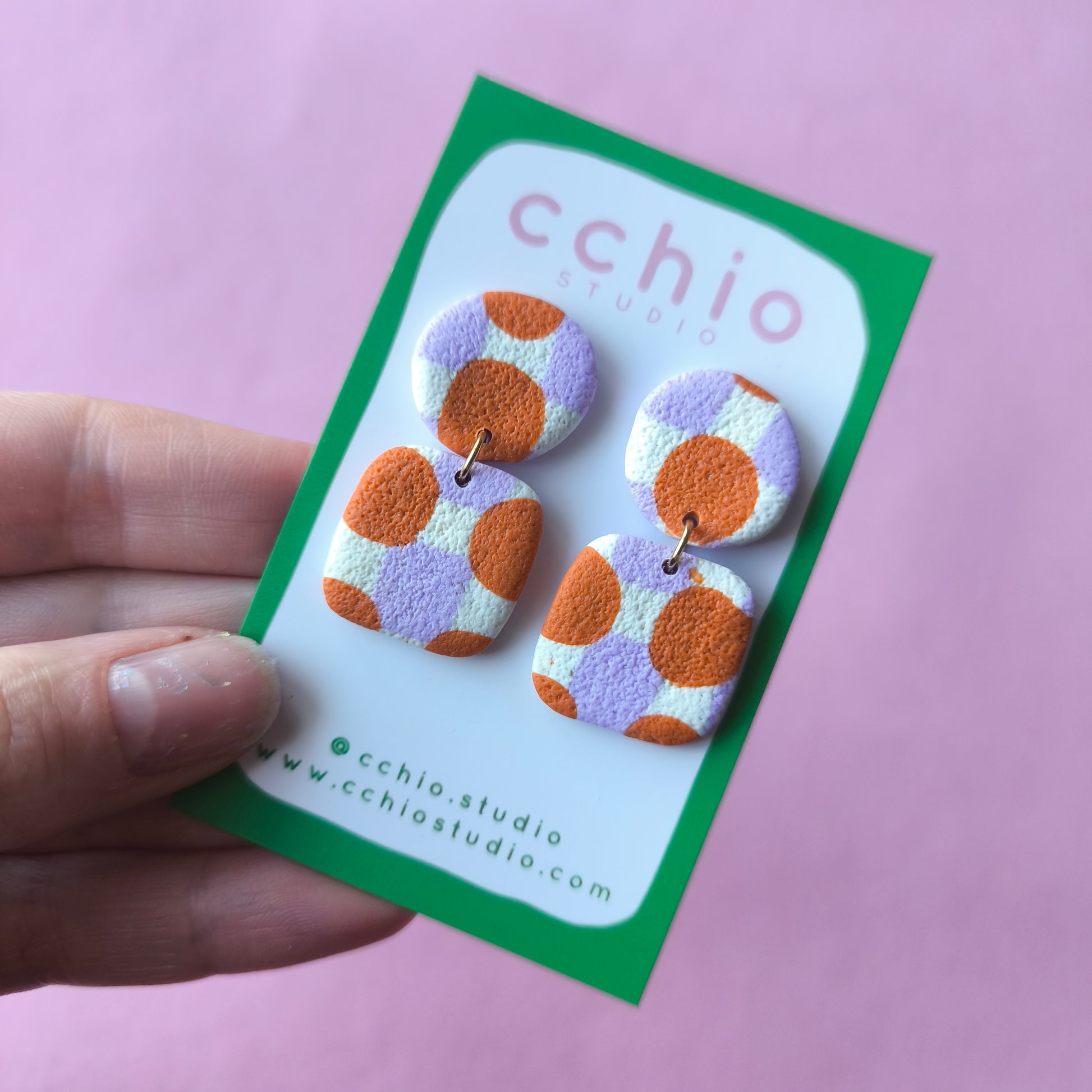 Pendientes artesanales en arcilla polimérica. Hipoalergenicos, livianos. Hechos en España. Stock limitado. Acero inoxidable