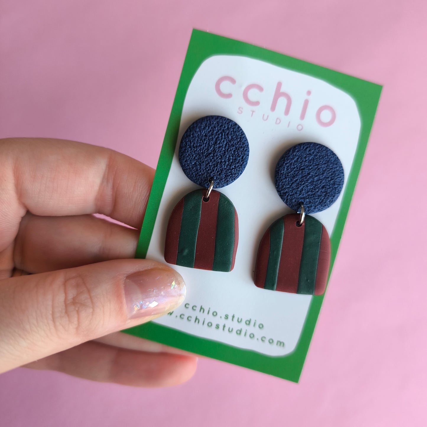 Pendientes artesanales en arcilla polimérica. Hipoalergenicos, livianos. Hechos en España. Stock limitado. Acero inoxidable