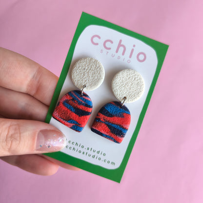 Pendientes artesanales en arcilla polimérica. Hipoalergenicos, livianos. Hechos en España. Stock limitado. Acero inoxidable