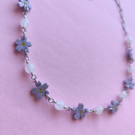 Collar artesanal flores en arcilla polimérica, hecho en España. Acero inoxidable. Livianos. Stock limitado. 