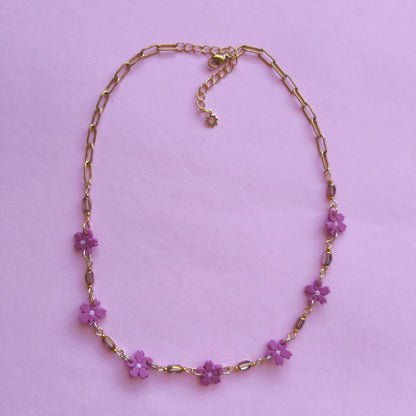 Collar artesanal flores en arcilla polimérica, hecho en España. Acero inoxidable. Livianos. Stock limitado. 