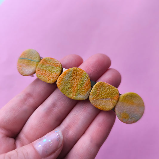 pasador cabello artesanal en arcilla polimérica. Hipoalergenicos, livianos. Hechos en España. Stock limitado. Acero inoxidable. 