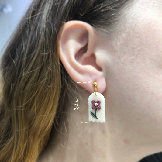 Pendientes artesanales en arcilla polimérica con relieve. Hipoalergenicos, livianos. Hechos en España. Stock limitado. Acero inoxidable. 