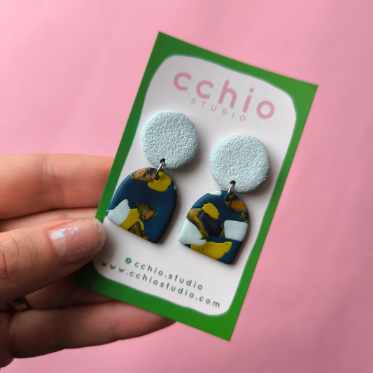 Pendientes artesanales en arcilla polimérica. Hipoalergenicos, livianos. Hechos en España. Stock limitado. Acero inoxidable