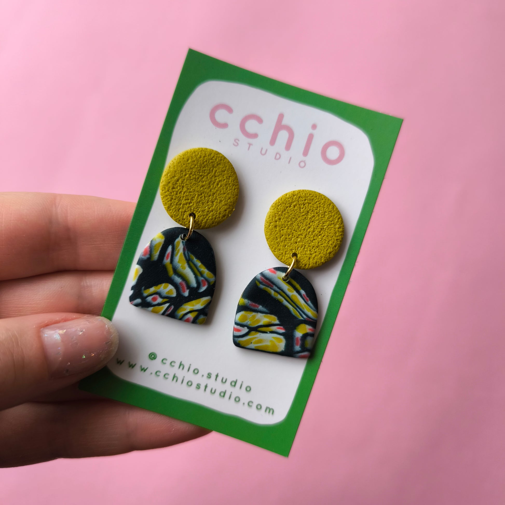 Pendientes artesanales en arcilla polimérica. Hipoalergenicos, livianos. Hechos en España. Stock limitado. Acero inoxidable