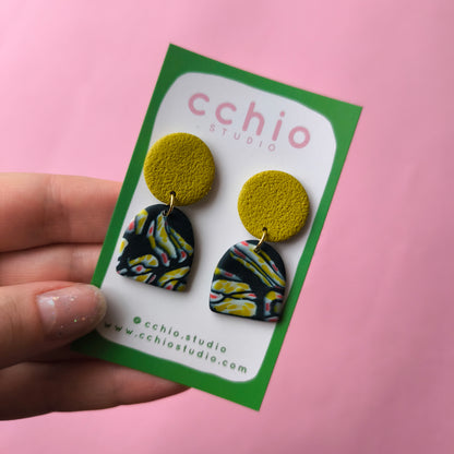 Pendientes artesanales en arcilla polimérica. Hipoalergenicos, livianos. Hechos en España. Stock limitado. Acero inoxidable