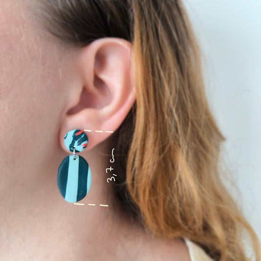 Pendiente artesanal en arcilla polimérica. Hipoalergenicos, livianos. Hechos en España. Stock limitado. Acero inoxidable. 