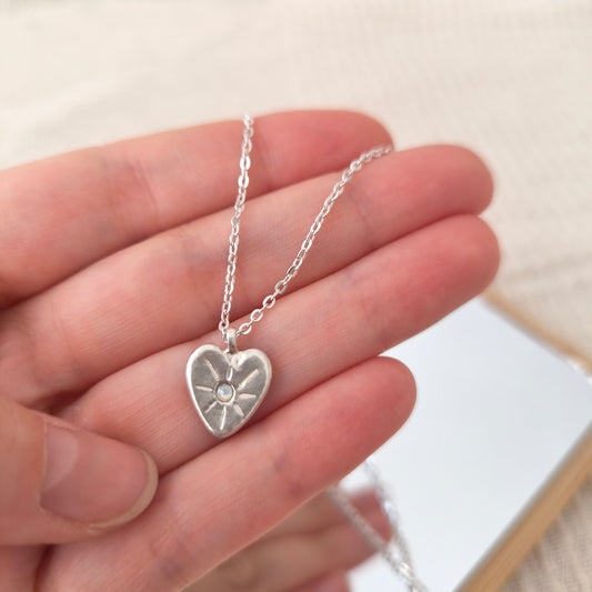 *one of a kind* Heartbeat Necklace with Swarovski opal crystal