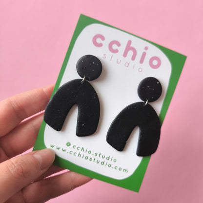 Pendiente Leti negro glitter