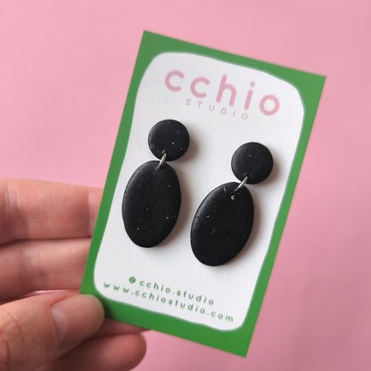 Pendiente Perla negro con glitter