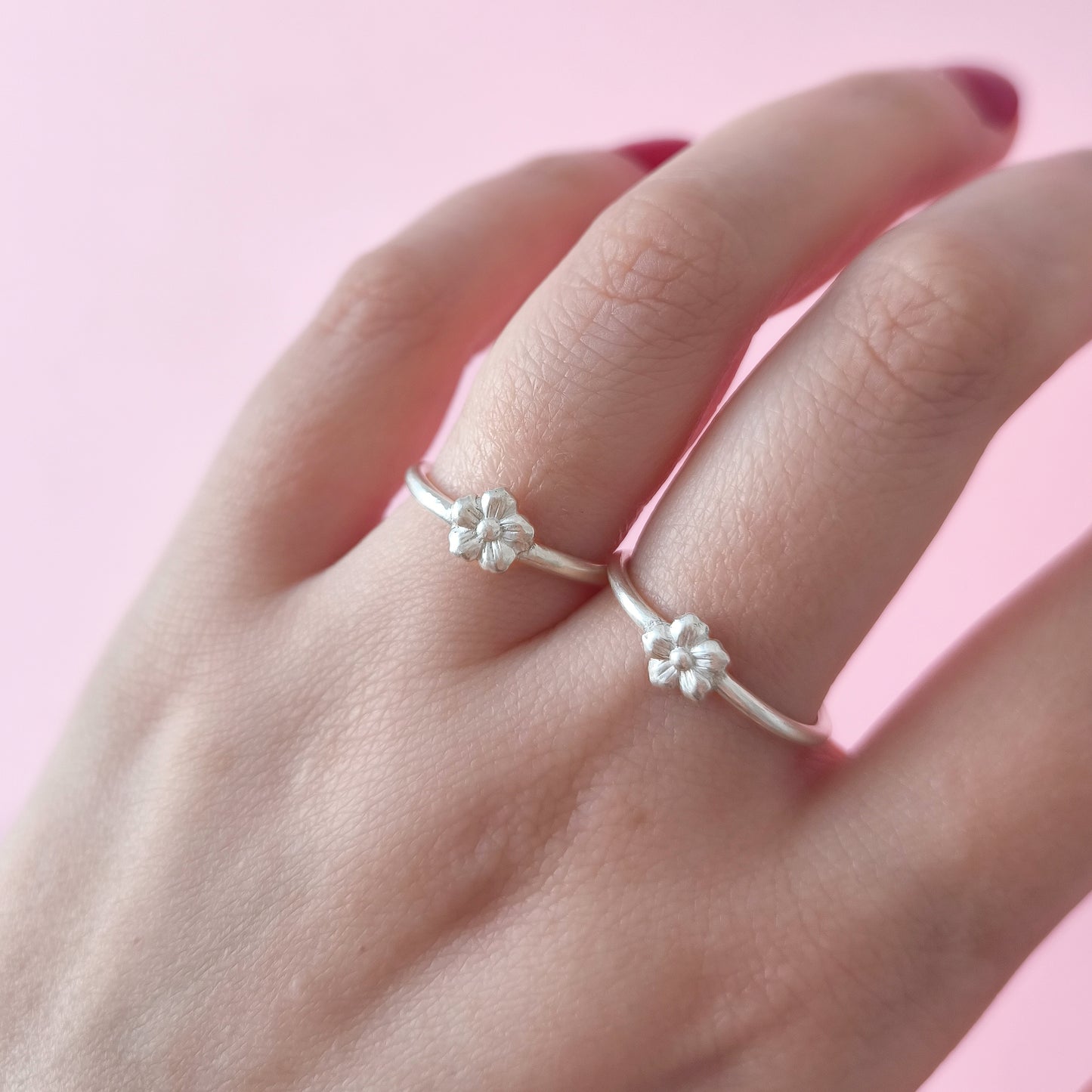 Anillo artesanal Flor en plata